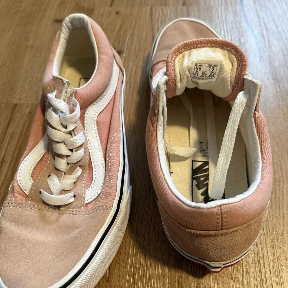 Vans old Skool Sneakers Shoes Unisex Pink Men 5.5 Women 7 Lace Up Low Top Skater